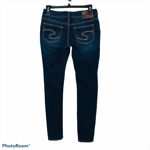 SILVER Women’s Blue Jean Jeggings Sz 3/4 Distress - Picture 3 of 9